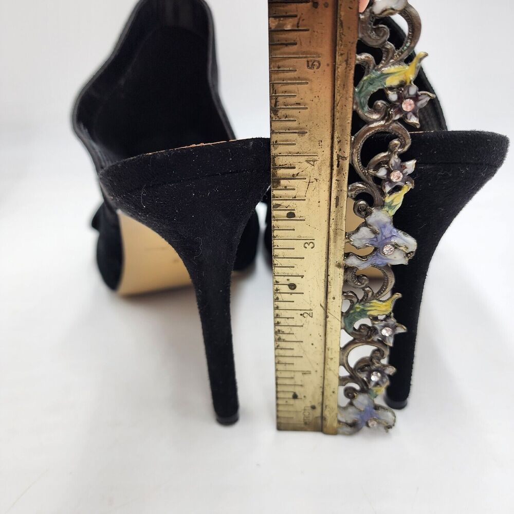 Daya by Zendaya Womens Black Suede Mule Pumps Slip On High Heel 9 Sinclair Bow - Picture 5 of 8